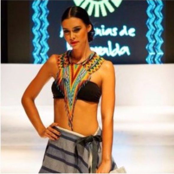 Handmade by Colombian Natives necklace embera okama beaded pastel lilac - Picture 10 of 11